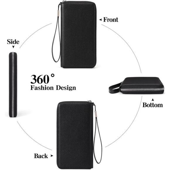 New Womens Wallet RFID Blocking Leather Zip Around Wallet Large Capacity - Picture 5 of 6